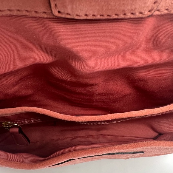 COACH 8A18 VINTAGE Y2K Soho Demi Flap Salmon Pink Suede Shoulder Baguette Bag - Picture 16 of 17